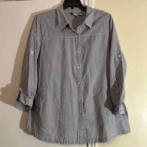 Joan Rivers Jacket/Blouse Blue White Size 2X